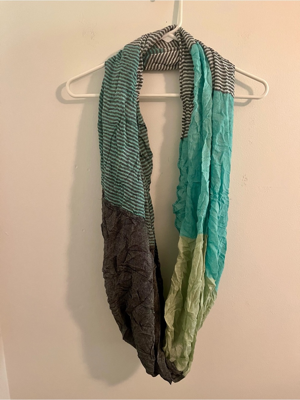 Lightweight Striped and Ombre Infinity Scarf - Teal, Mint, Gray